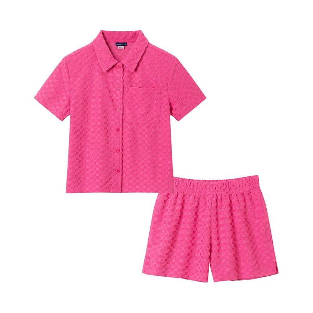 Andy & Evan Girls  Cover-Up Top & Short Set, Pink